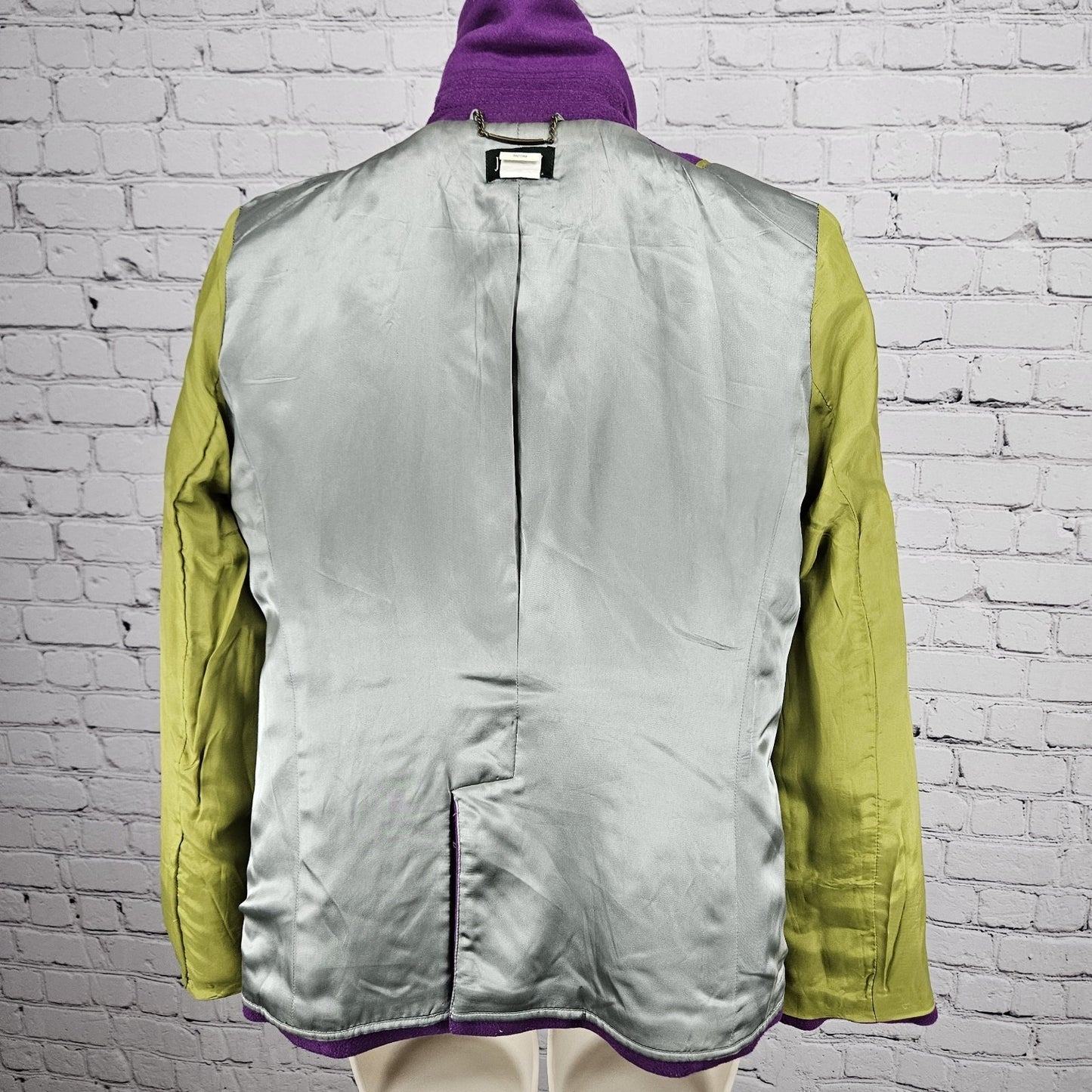 J.Crew Purple 100% Wool Insulated Brown Buttoned Collared Pea Coat Medium M