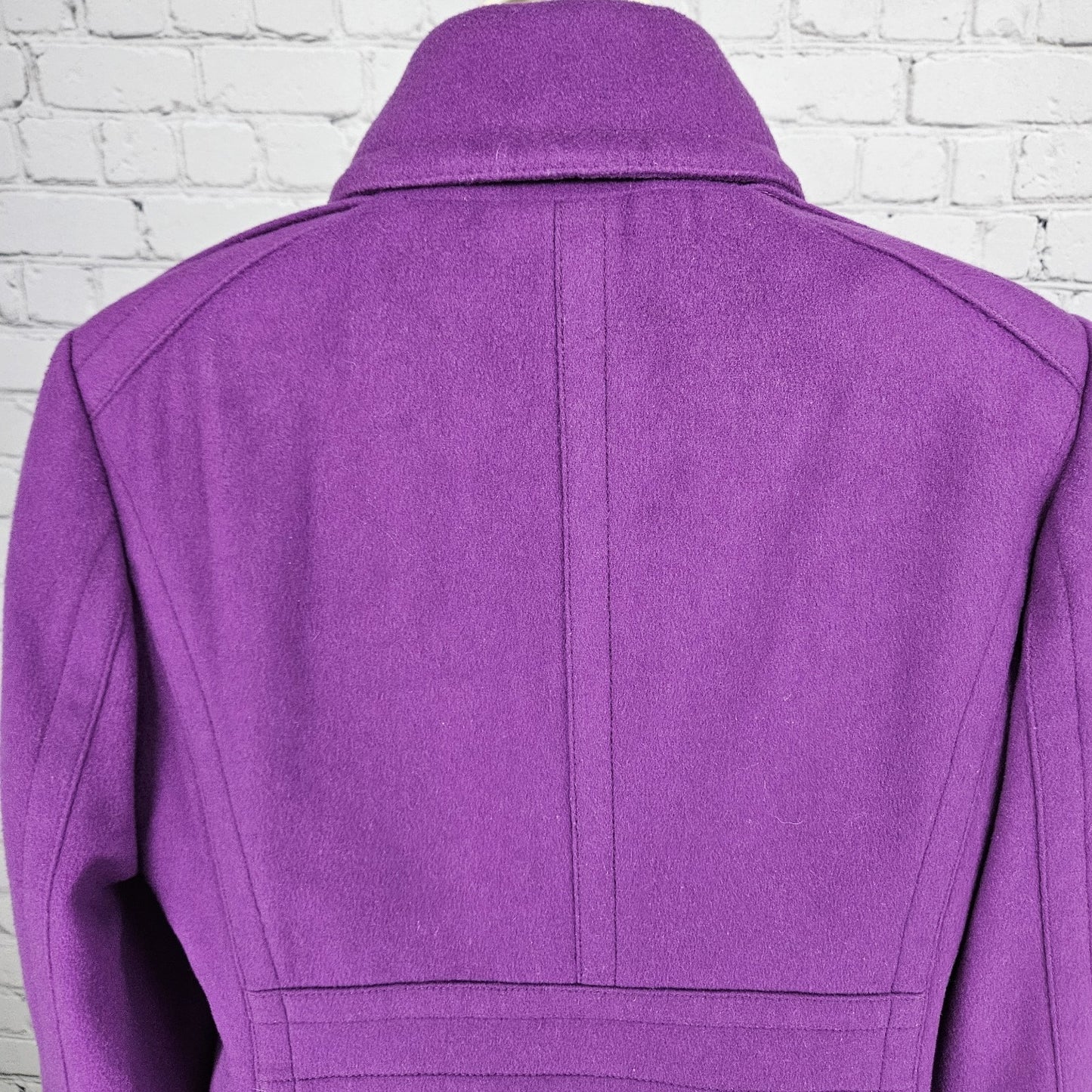 J.Crew Purple 100% Wool Insulated Brown Buttoned Collared Pea Coat Medium M