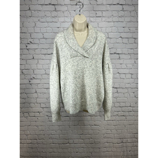 Madewell Light Gray V Neck Pullover Drop Shoulder Knit Sweater XL