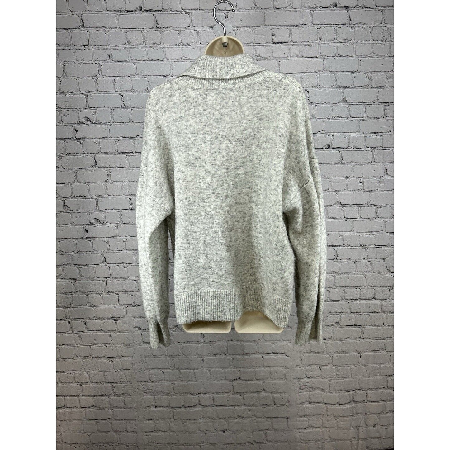 Madewell Light Gray V Neck Pullover Drop Shoulder Knit Sweater XL
