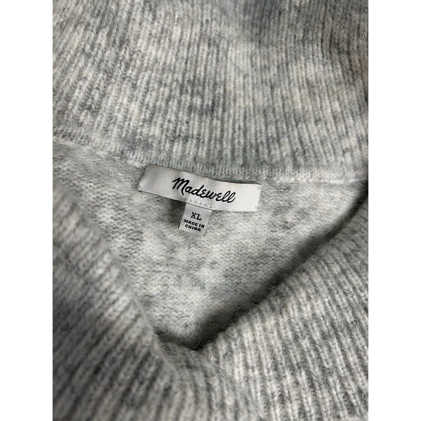 Madewell Light Gray V Neck Pullover Drop Shoulder Knit Sweater XL