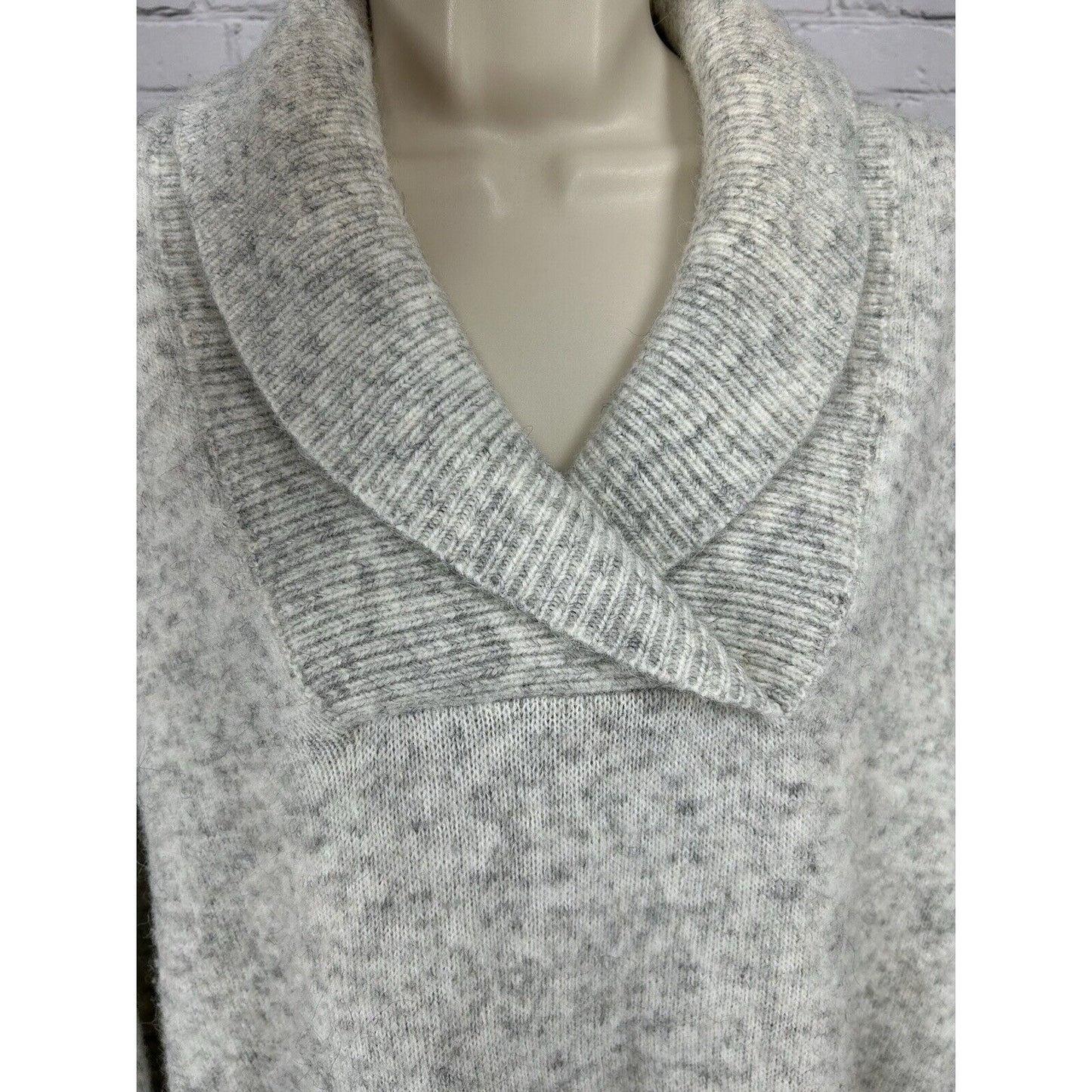 Madewell Light Gray V Neck Pullover Drop Shoulder Knit Sweater XL