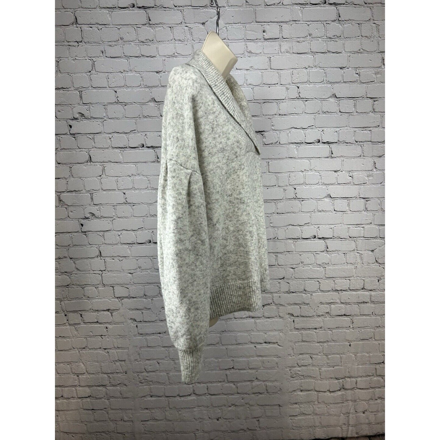 Madewell Light Gray V Neck Pullover Drop Shoulder Knit Sweater XL