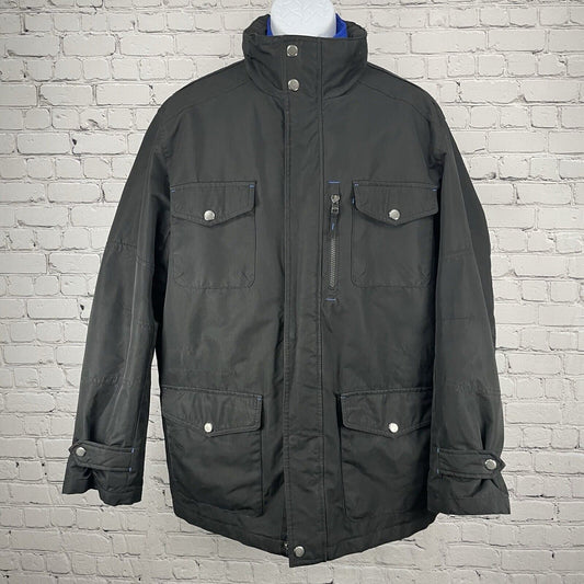 London Fog Black Functional Outdoor Gear Heavy Zip Snap Coat Size Large L