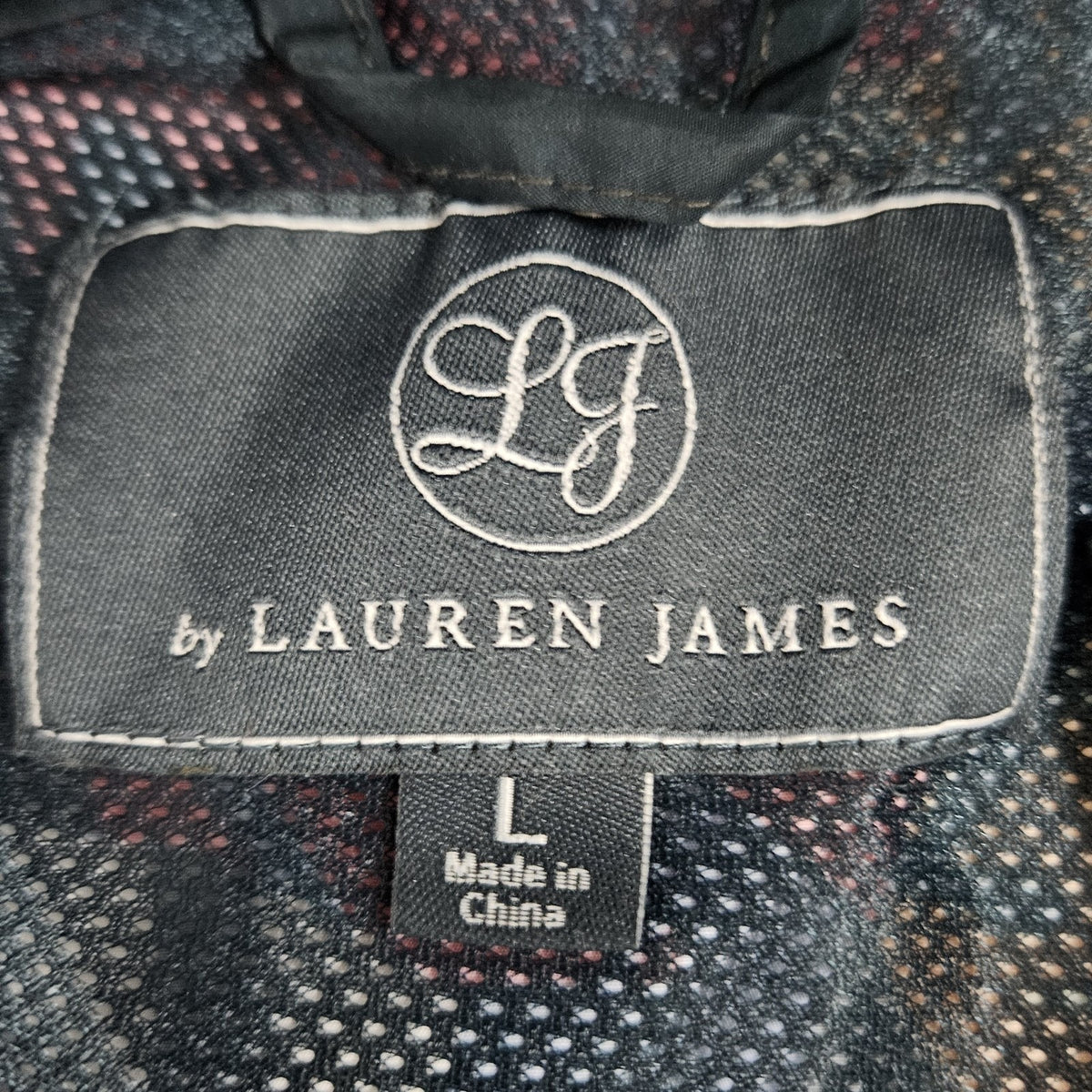 Lauren James Multicolor Leaves Hideable Hood Zip Pocket Windbreaker Jacket Large