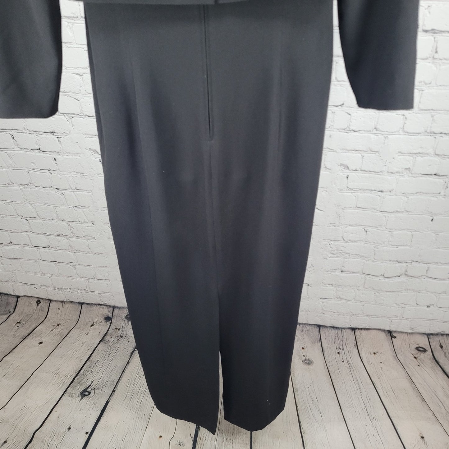 VTG Rimini Black Long Sleeve Beaded Buttoned Back Slit Jacket Dress Size 14