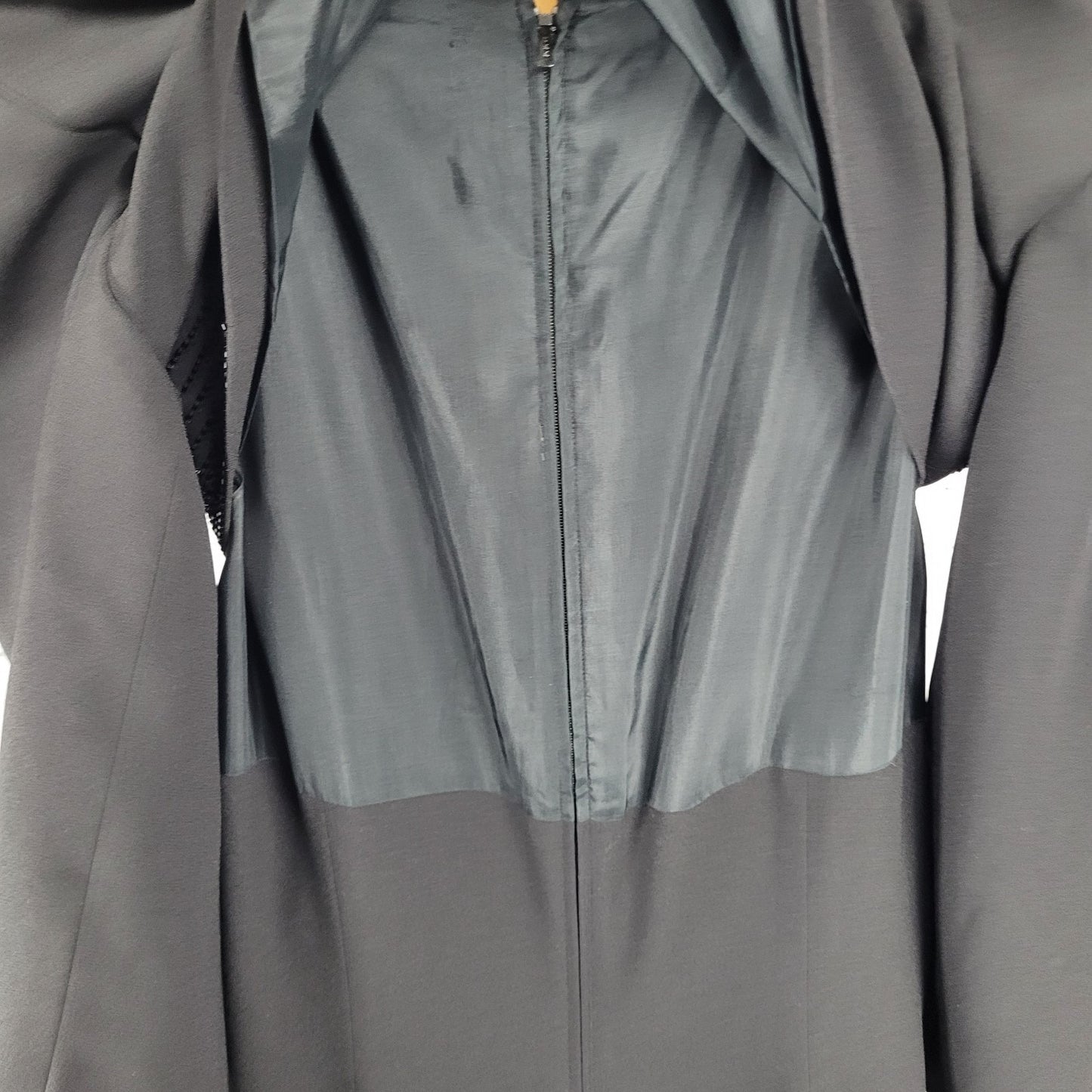 VTG Rimini Black Long Sleeve Beaded Buttoned Back Slit Jacket Dress Size 14