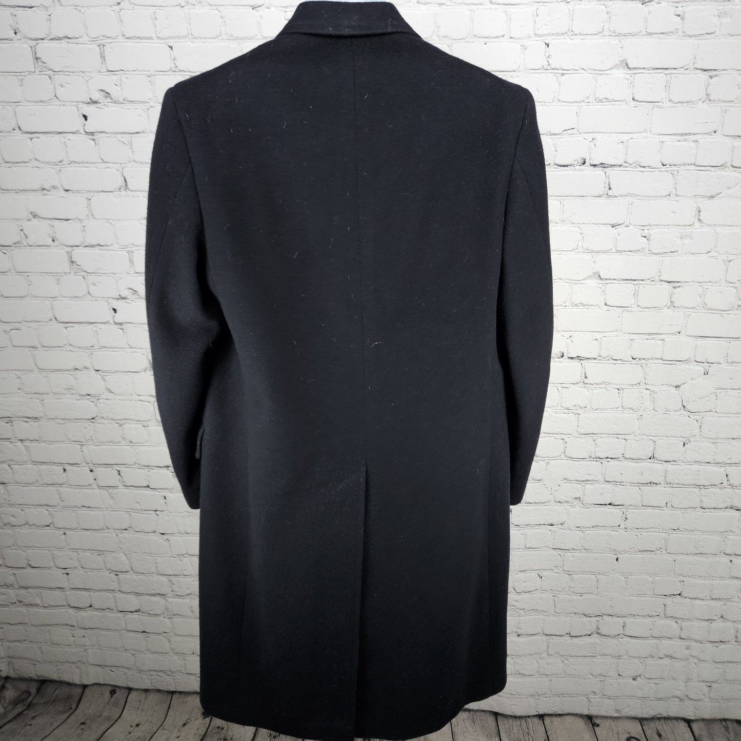 VTG Balmerino Navy Blue 100% Wool Buttoned Collared Lined Over Coat USA Small S