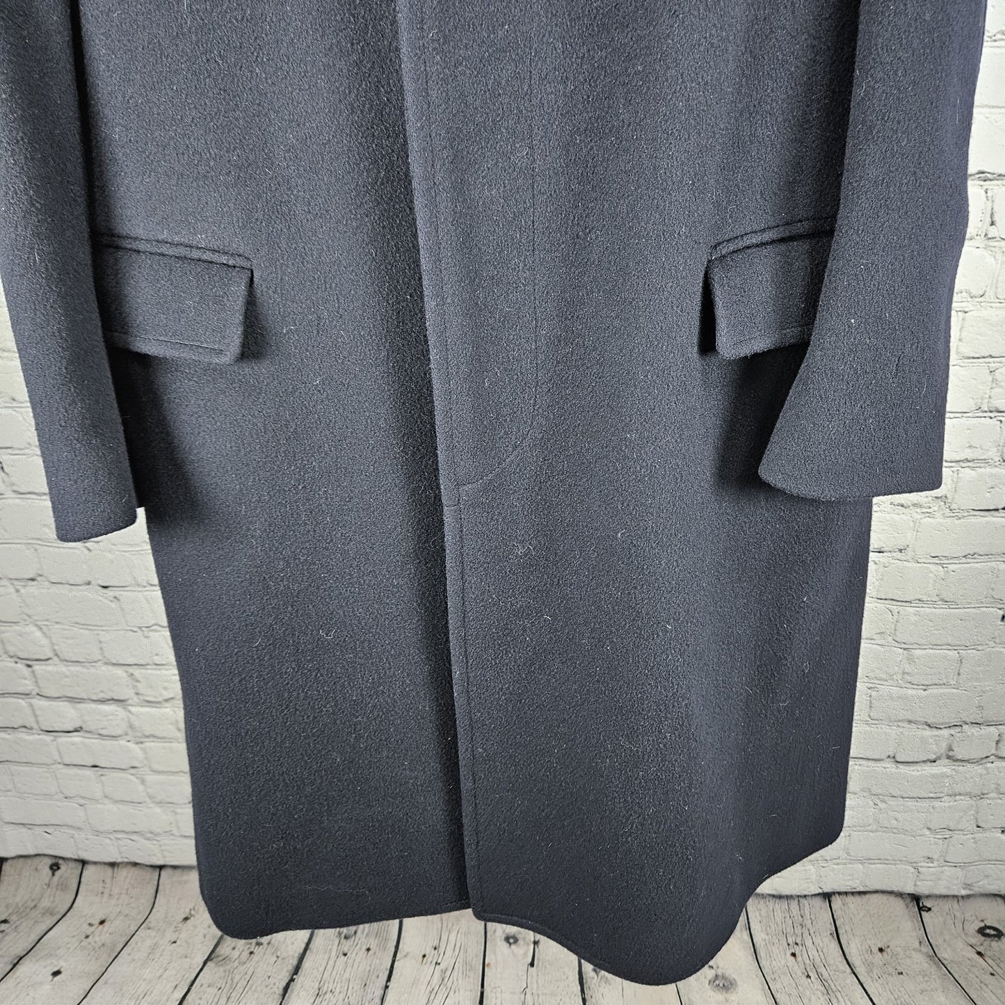 VTG Balmerino Navy Blue 100% Wool Buttoned Collared Lined Over Coat USA Small S
