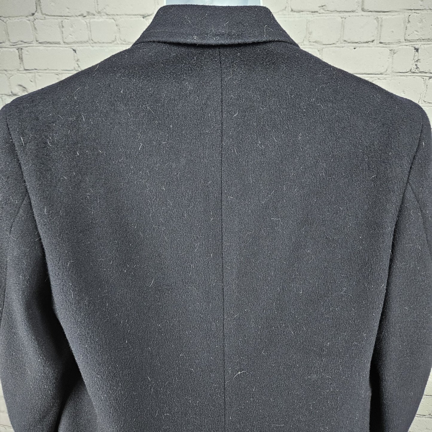 VTG Balmerino Navy Blue 100% Wool Buttoned Collared Lined Over Coat USA Small S