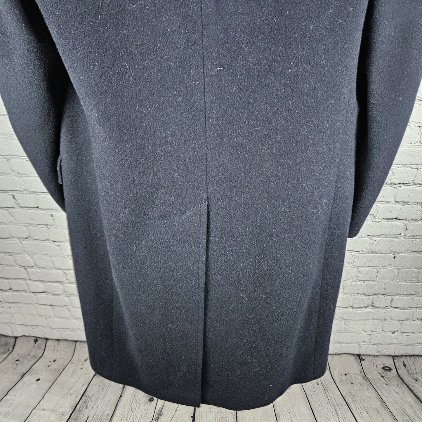 VTG Balmerino Navy Blue 100% Wool Buttoned Collared Lined Over Coat USA Small S