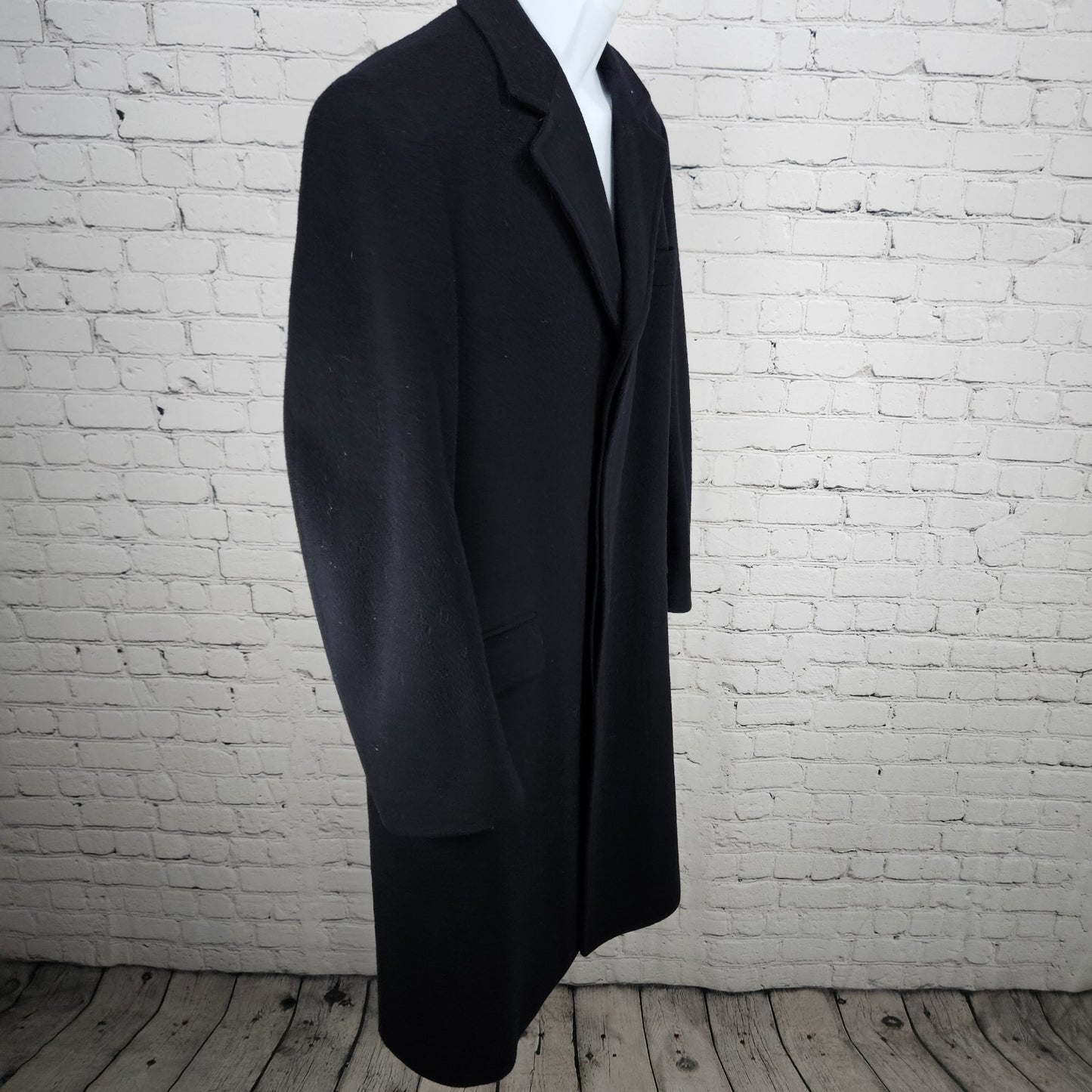 VTG Balmerino Navy Blue 100% Wool Buttoned Collared Lined Over Coat USA Small S