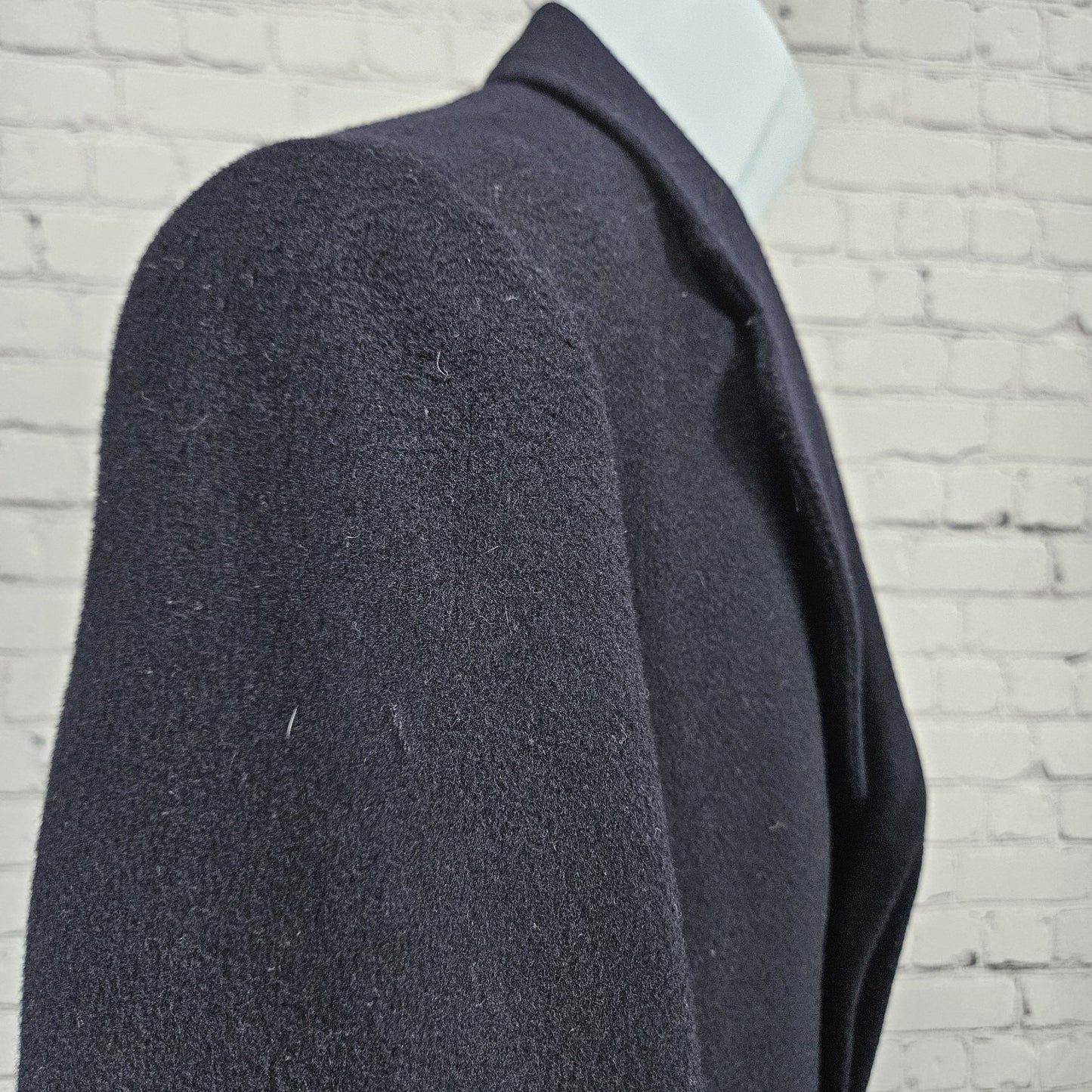 VTG Balmerino Navy Blue 100% Wool Buttoned Collared Lined Over Coat USA Small S