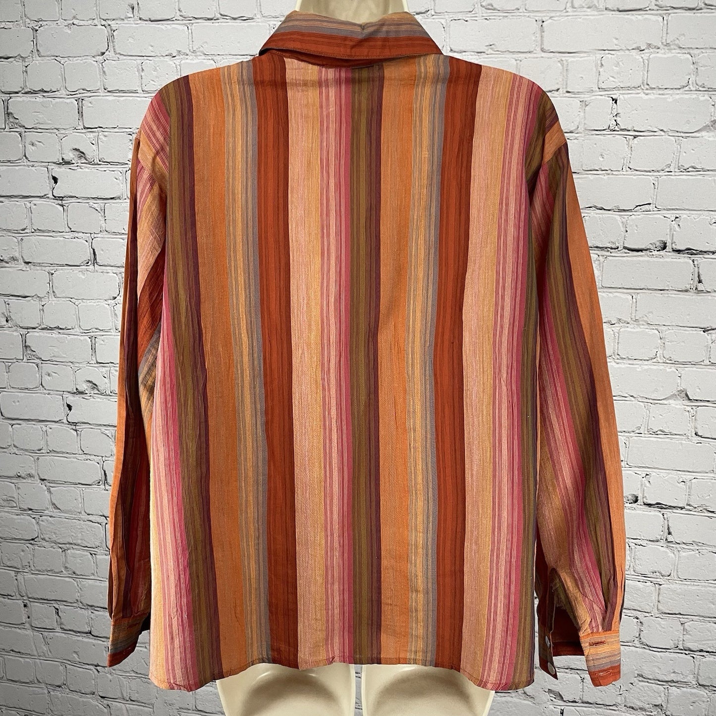 Chico’s Multicolor Striped Lightweight Oyster Shell Button Up Shirt Size 1 US 8