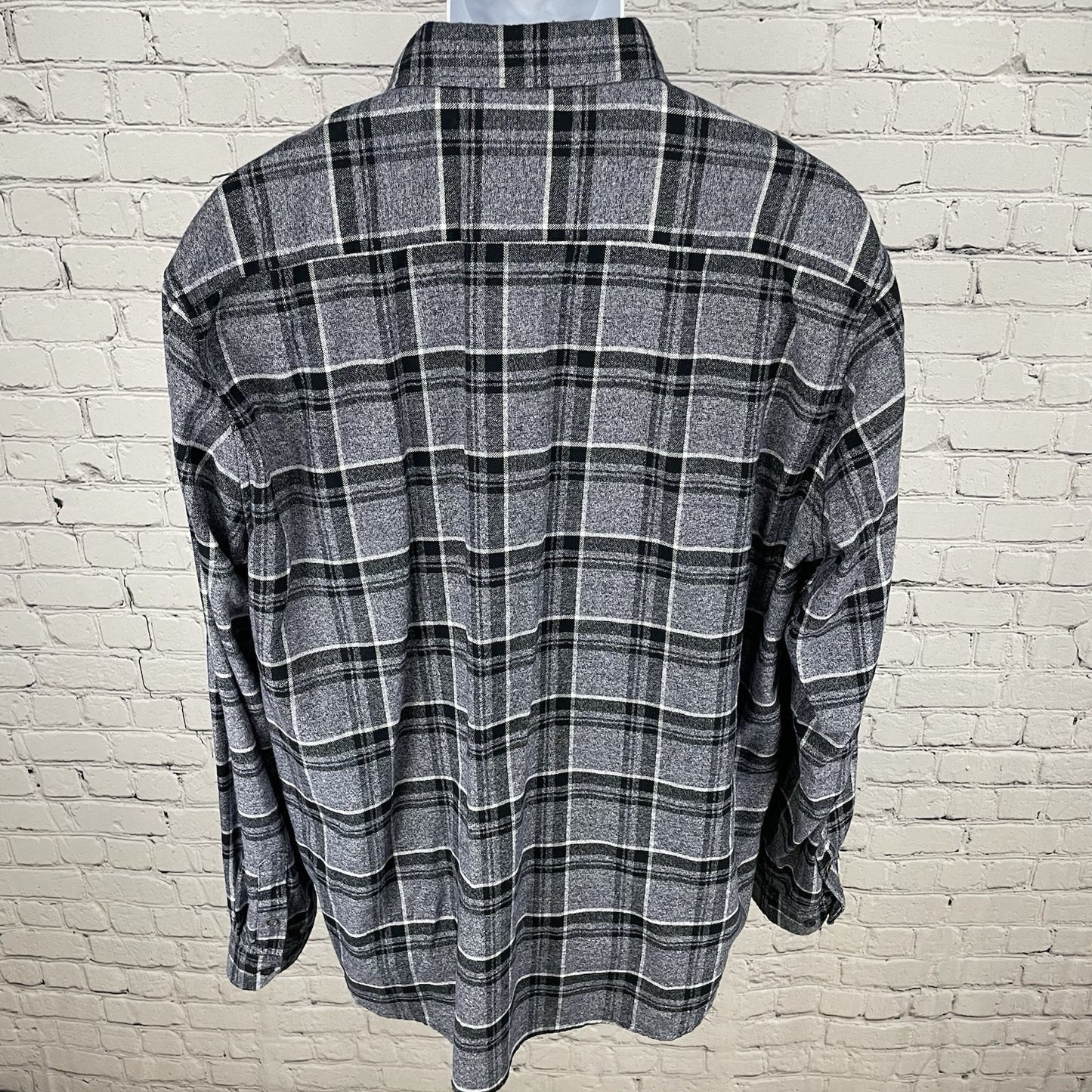Samuel Adams Brist MFG Grey Plaid Flannel Button Up Long Sleeve Shirt Size XXL