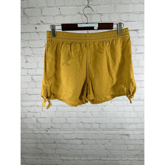 Madewell Pull On Mustard Yellow Cotton Blend Elastic Waist Side Tie Shorts S