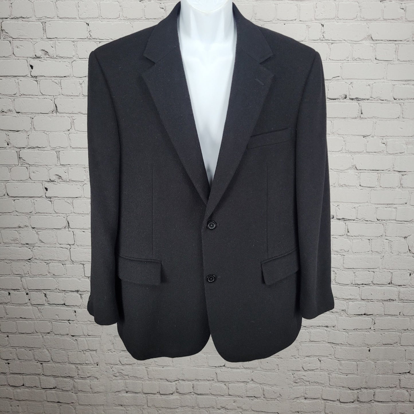 Club Room Black Wool Silk Cashmere 2 Button Vented Notch Blazer Sport Coat 42S