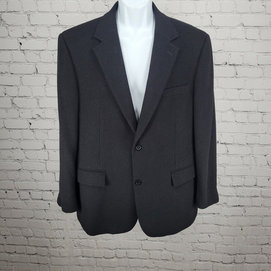 Club Room Black Wool Silk Cashmere 2 Button Vented Notch Blazer Sport Coat 42S