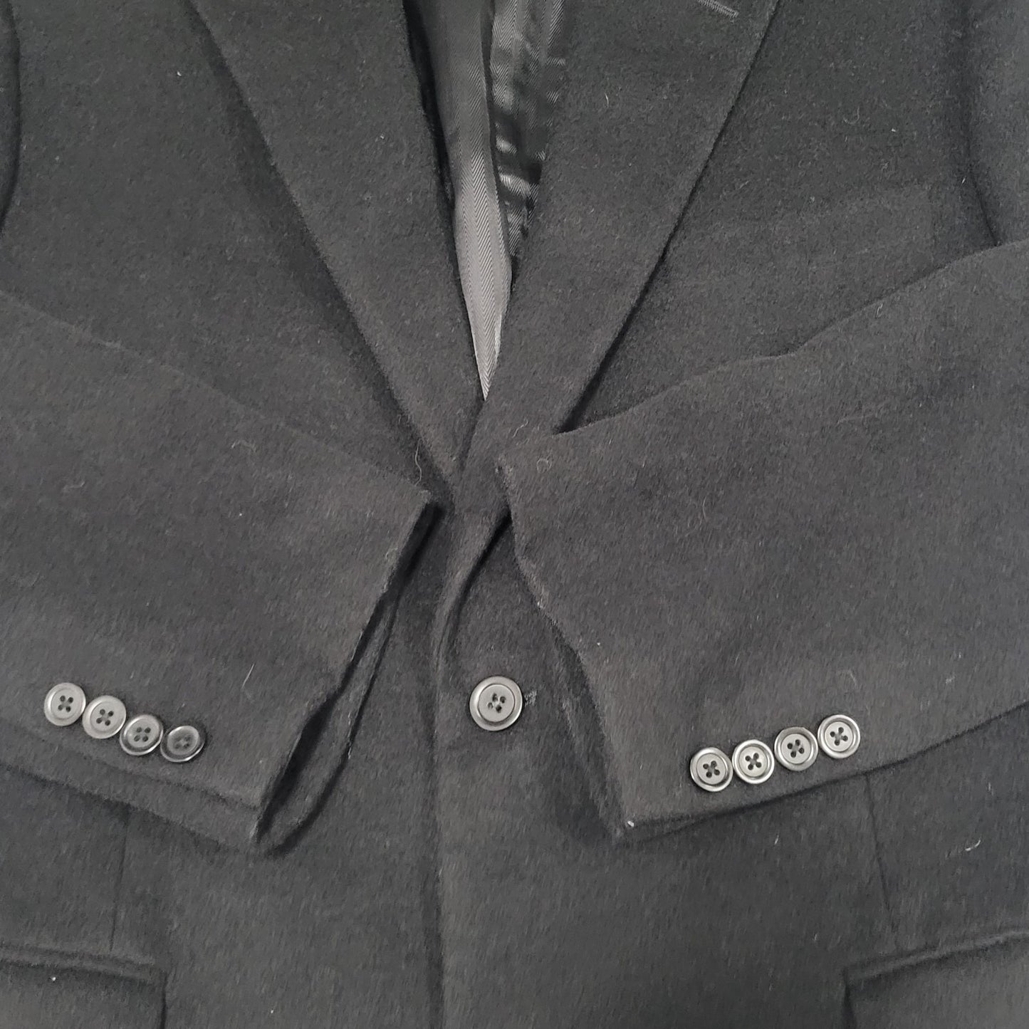 Club Room Black Wool Silk Cashmere 2 Button Vented Notch Blazer Sport Coat 42S