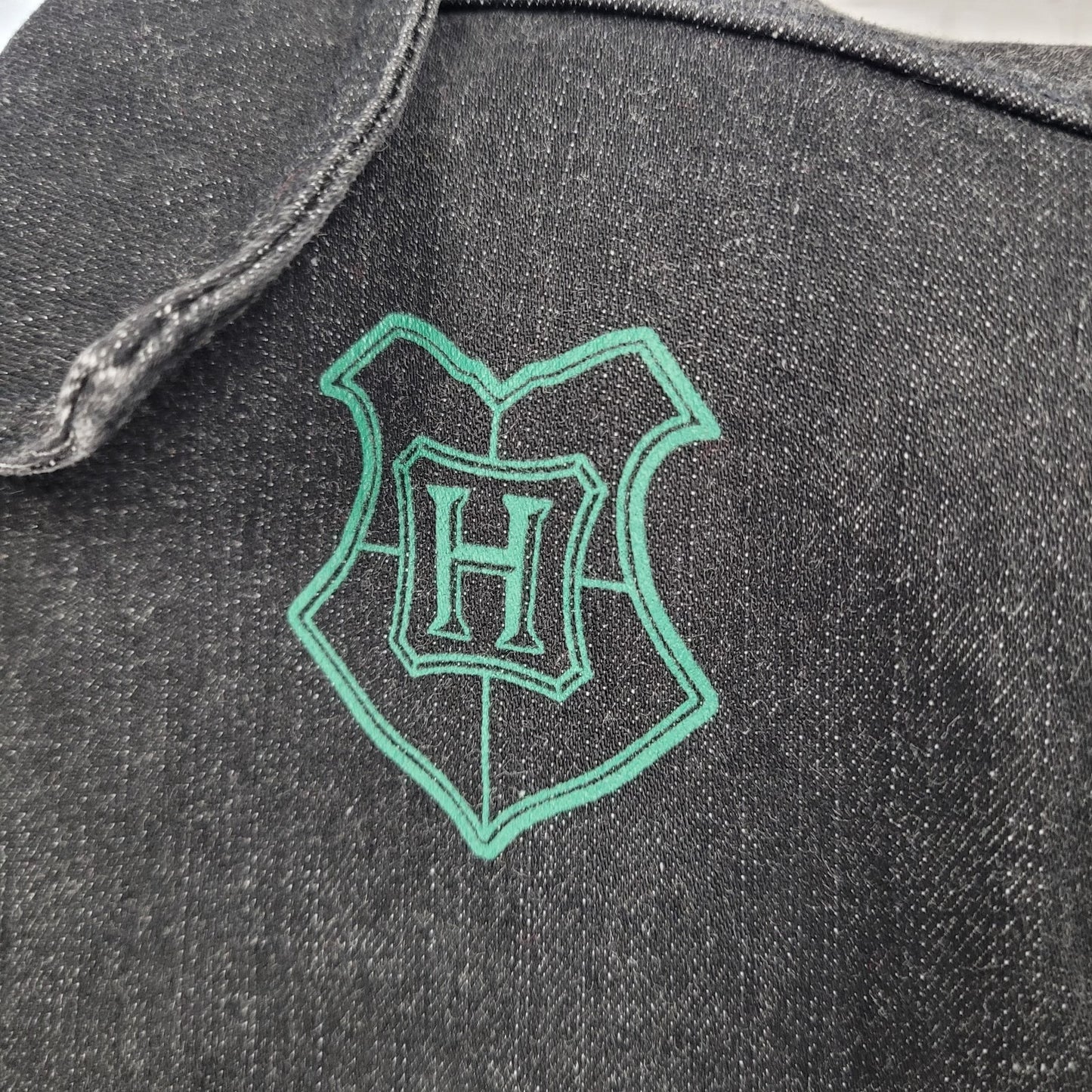 Harry Potter Slytherin Black Denim Stretch Pockets Buttoned Jacket Medium M
