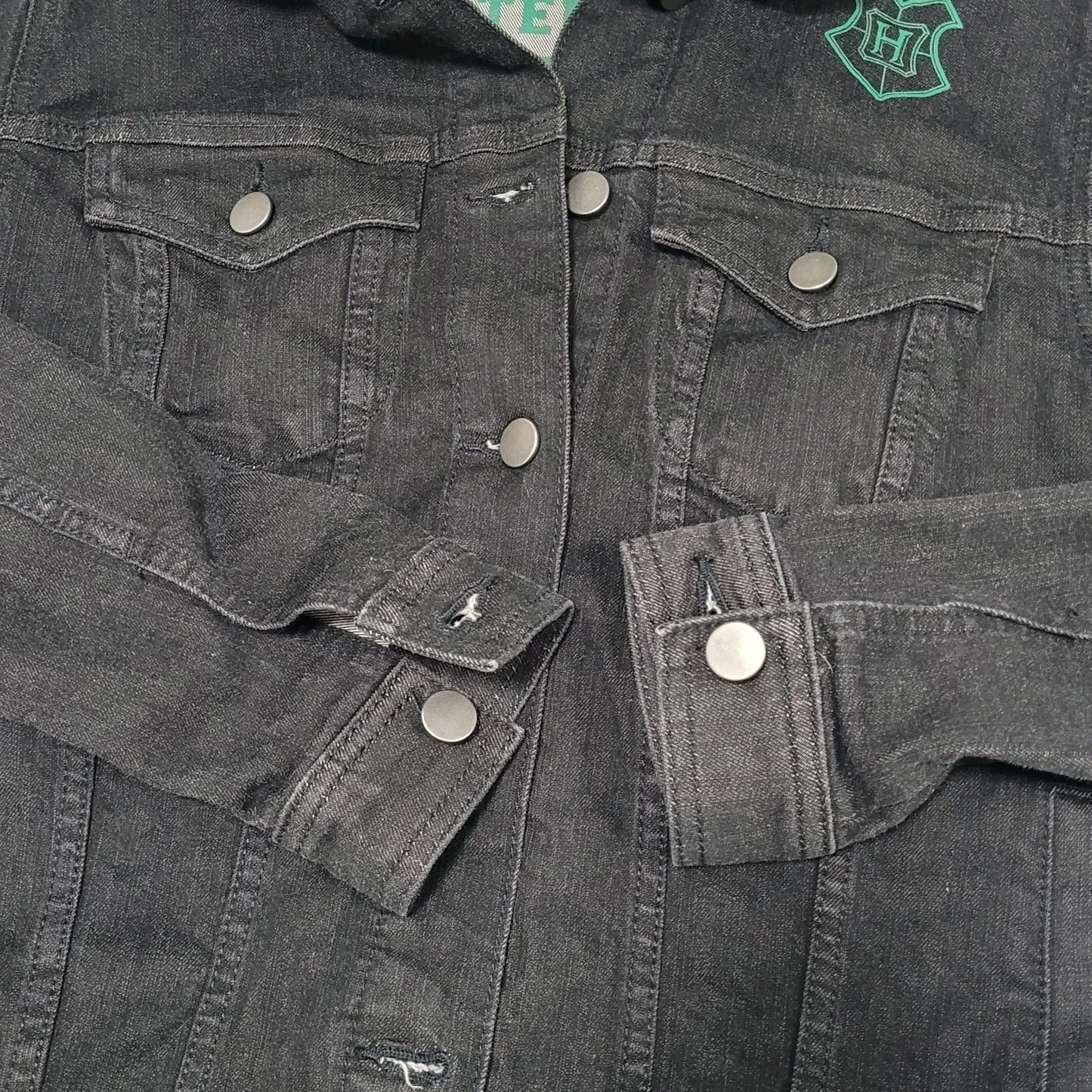 Harry Potter Slytherin Black Denim Stretch Pockets Buttoned Jacket Medium M