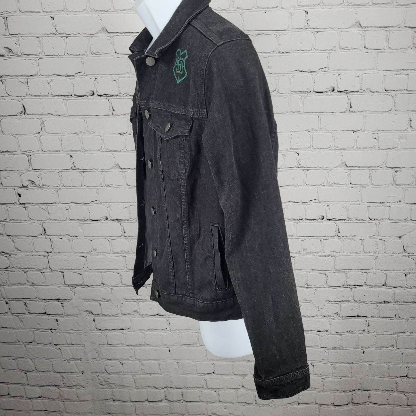 Harry Potter Slytherin Black Denim Stretch Pockets Buttoned Jacket Medium M