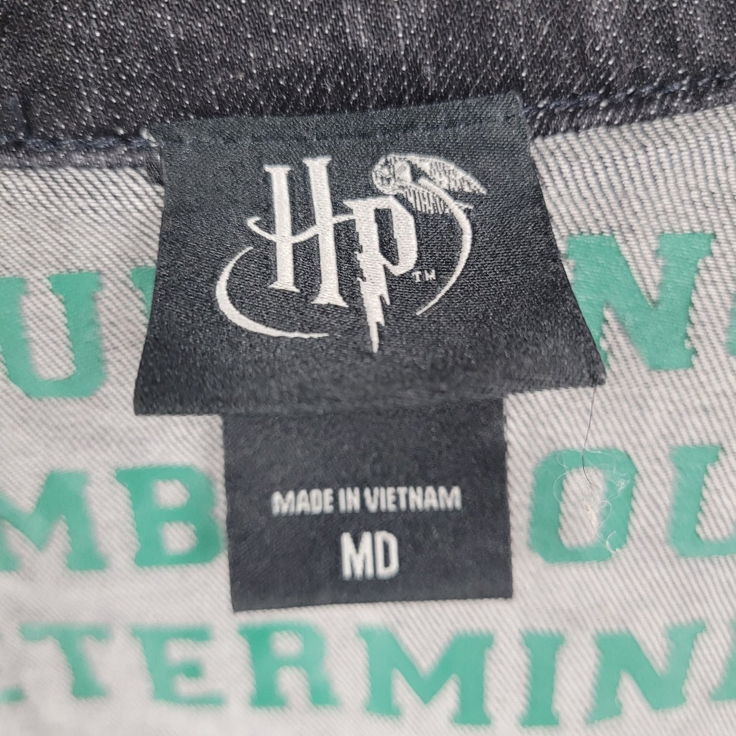 Harry Potter Slytherin Black Denim Stretch Pockets Buttoned Jacket Medium M