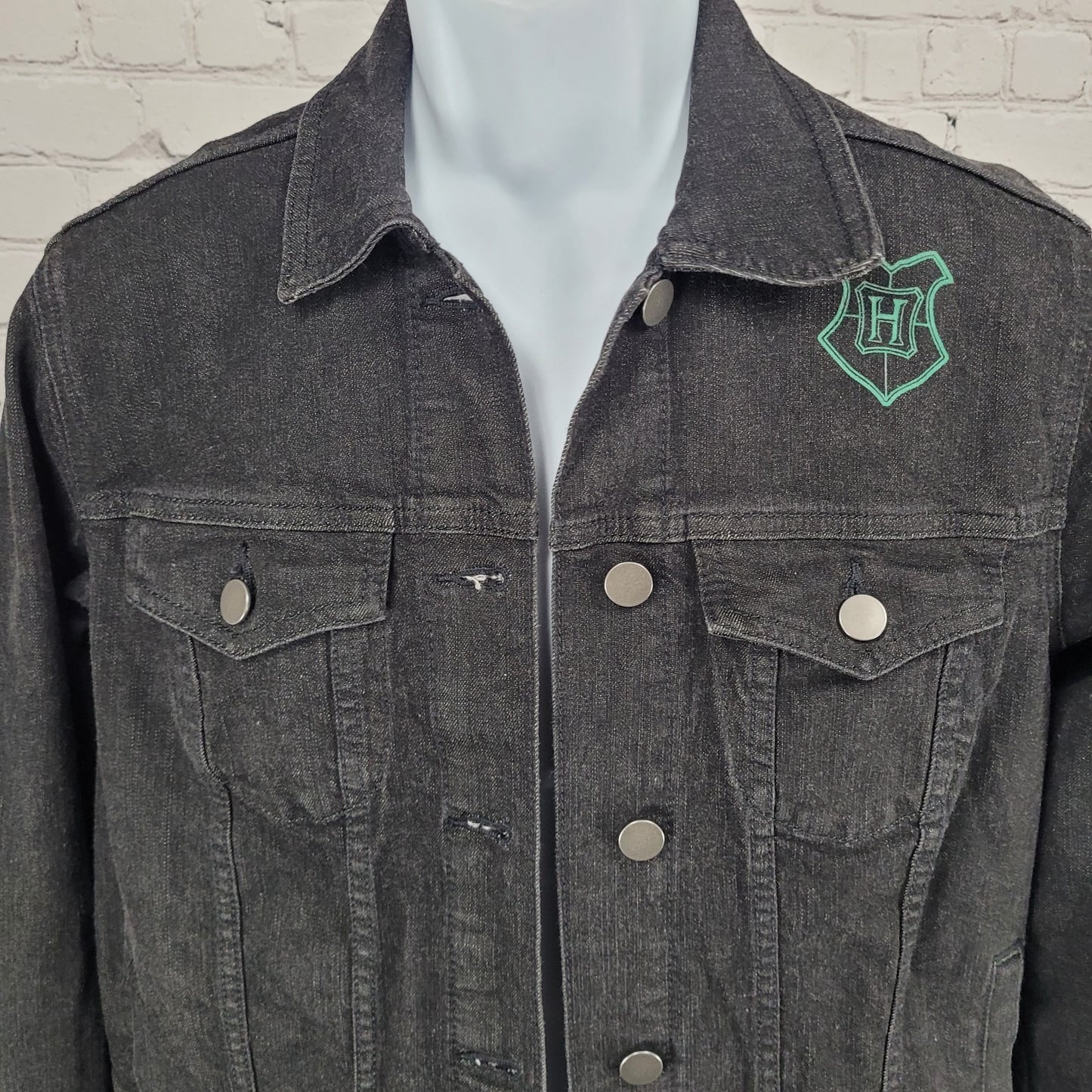 Harry Potter Slytherin Black Denim Stretch Pockets Buttoned Jacket Medium M