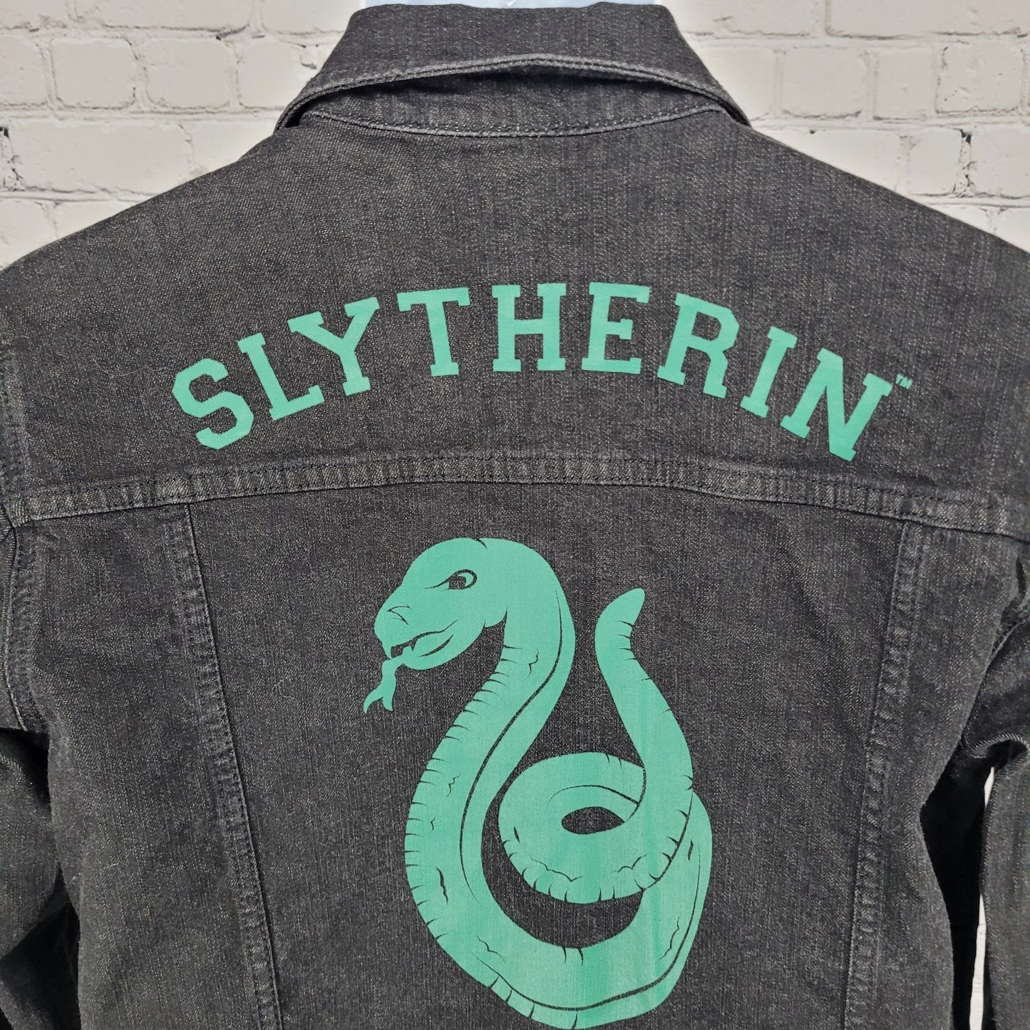 Harry Potter Slytherin Black Denim Stretch Pockets Buttoned Jacket Medium M
