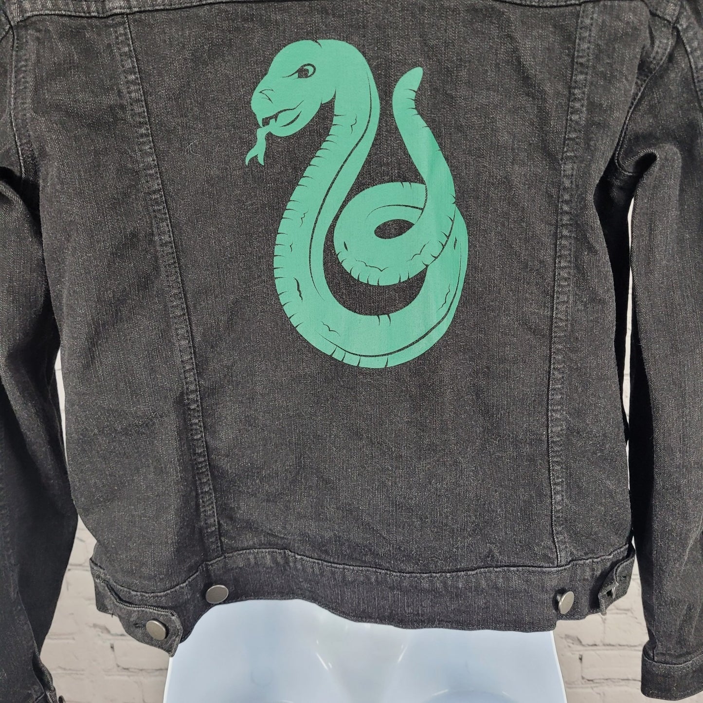 Harry Potter Slytherin Black Denim Stretch Pockets Buttoned Jacket Medium M