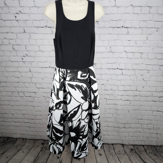 White House Black Market Sleeveless Floral Crossback Pleated A-Line Midi Dress 8