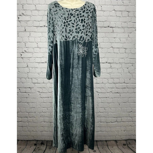 VTG David Dart Blue Silk Blend Floral Long Sleeve Shift Dress Size Medium M