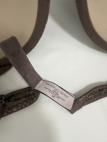 Victoria's Secret Taupe Lace Push Up Padded Underwire Bra 34C