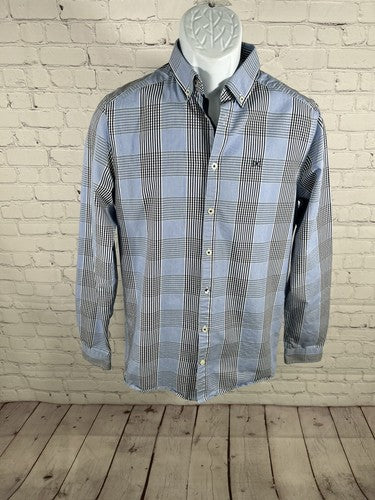 Tailored Originals Blue Plaid Long Sleeve Button Up Men’s Dress Shirt Size S