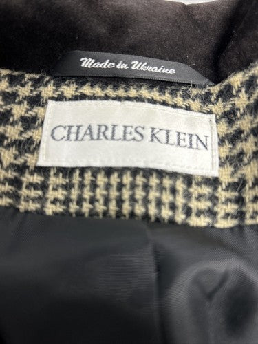 VTG Charles Klein Black Brown Plaid Double Breasted Peak Lapel Women’s Blazer L