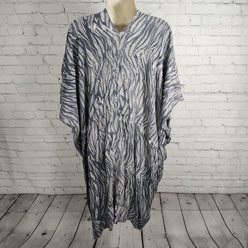 Final Touch Grey Kaftan Flowy Asymmetrical Cover Up USA Mumu Dress One Size O/S