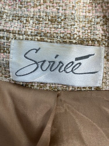 VTG Soiree Multicolored 100% Handwoven Silk 4 Button Blazer Jacket Womens M
