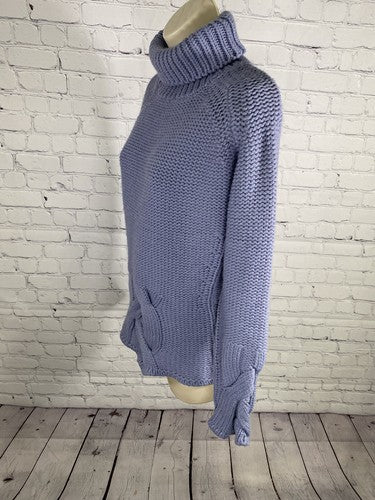 Laetitia Anthropologie Purple Acrylic Wool Chunky Knit Turtle Neck Sweater Small