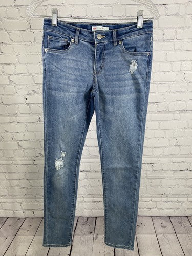 Levi’s 711 Skinny Low Rise Medium Wash Distressed Jeans Juniors 14 (26 x 27.5)