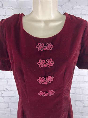 VTG My Michelle Crushed Velvet Cocktail Dress Petite Dark Burgundy 10P