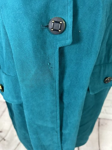 VTG Jason Matthews Teal Long Sleeve Front Back Slits Button Up Top Women’s 12