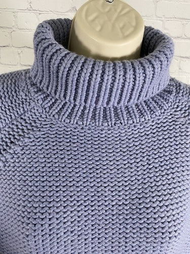 Laetitia Anthropologie Purple Acrylic Wool Chunky Knit Turtle Neck Sweater Small