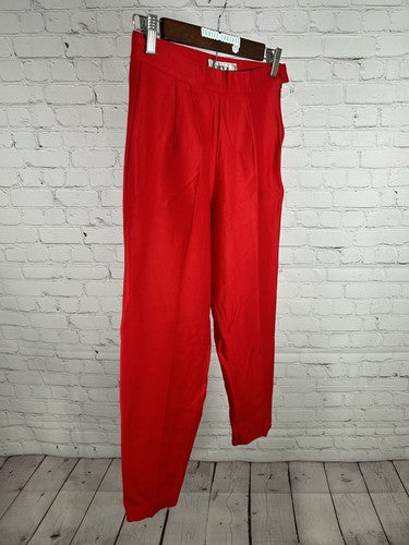 VTG Votre Nom Red Tapered High Rise Trousers Pants France Size 8 (27x24.5)