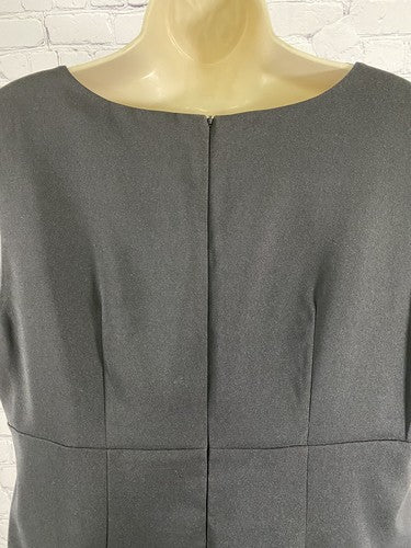 Perceptions Black Sleeveless Layered Front Square Neck Back Zip Shift Dress 14W
