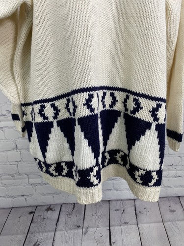 NWD VTG A Little Extra Spice White Blue High Neck Long Knit Sweater Size 24W/44