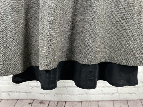 Lauren Ralph Lauren Black Brown Herringbone 100% Wool Layered Long Skirt 12