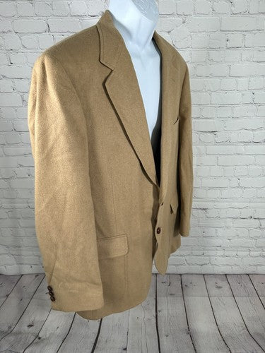 VTG Benchley Ltd Classic Collection Tan Camel Hair Two Button Blazer Jacket 44R