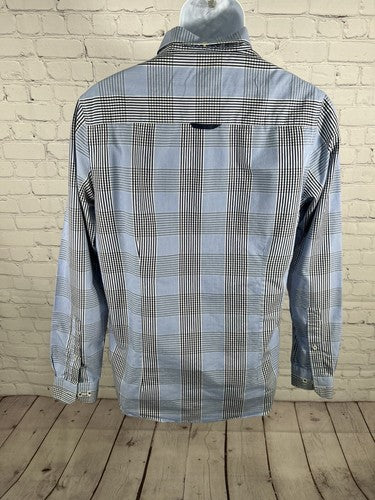 Tailored Originals Blue Plaid Long Sleeve Button Up Men’s Dress Shirt Size S