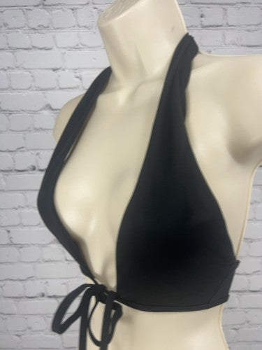 Aerie Black Scoop Neck Plunge Halter Tie Neck Bikini Swim Top Size S