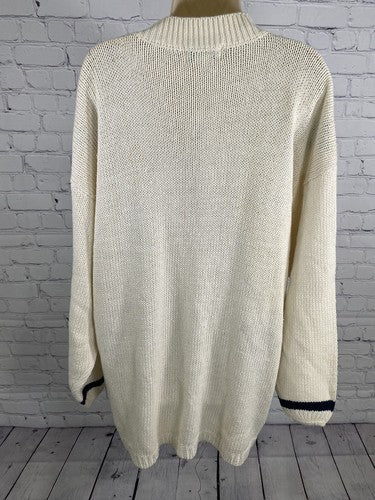 NWD VTG A Little Extra Spice White Blue High Neck Long Knit Sweater Size 24W/44